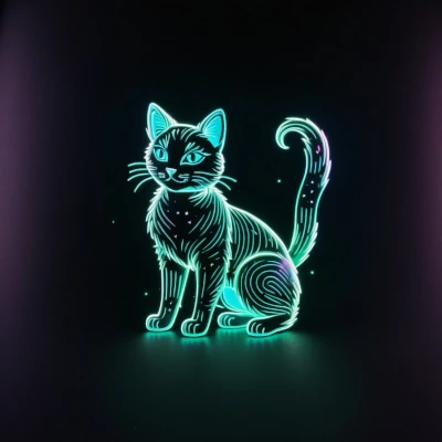 Light-green neon cat