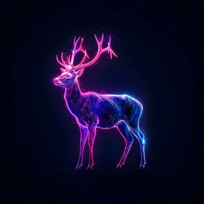 Pink and purple neon deer