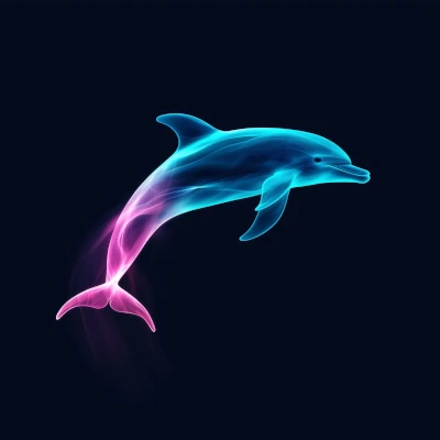 Pink and blue neon dolphin