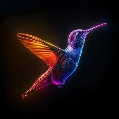 Rainbow neon hummingbird