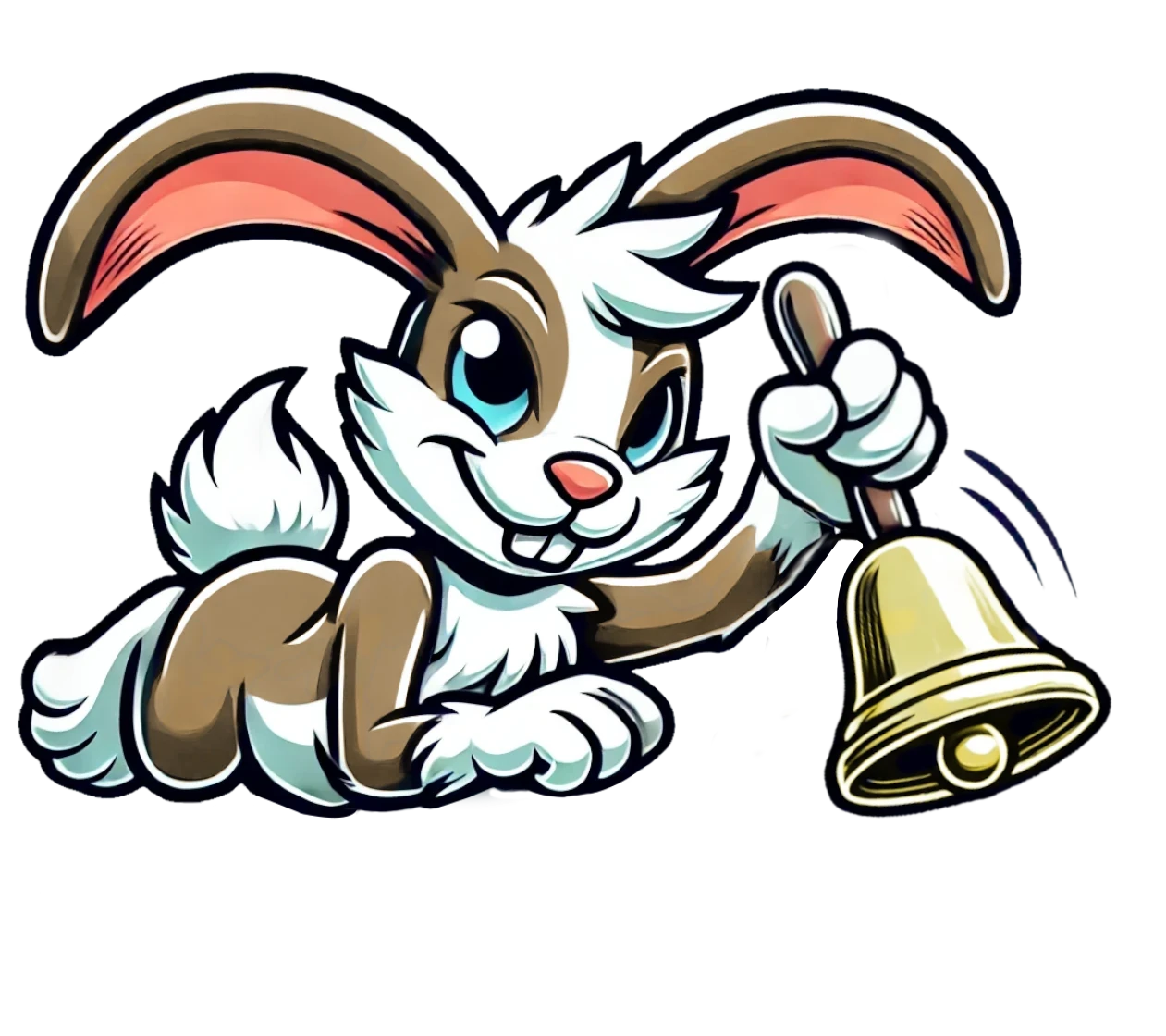 an animated rabbit ringing a bell